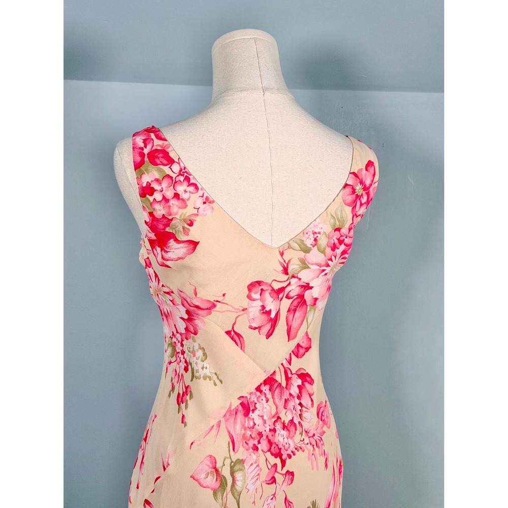 Vintage 2000s Bias Cut Dress Whimsical Fairy Pink Floral Romantic Small Medium - Picture 7 of 8